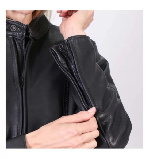 USA Made Ladies Leather Jacket with Braided Detail - Image 3